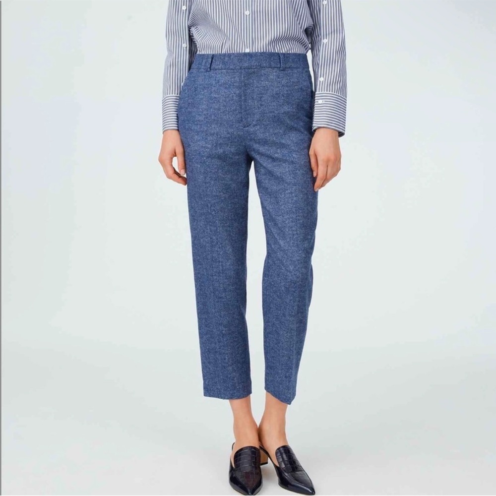 Club Monaco Wool Blend Blue Herringbone High Waisted Slim Ankle Betia Pants